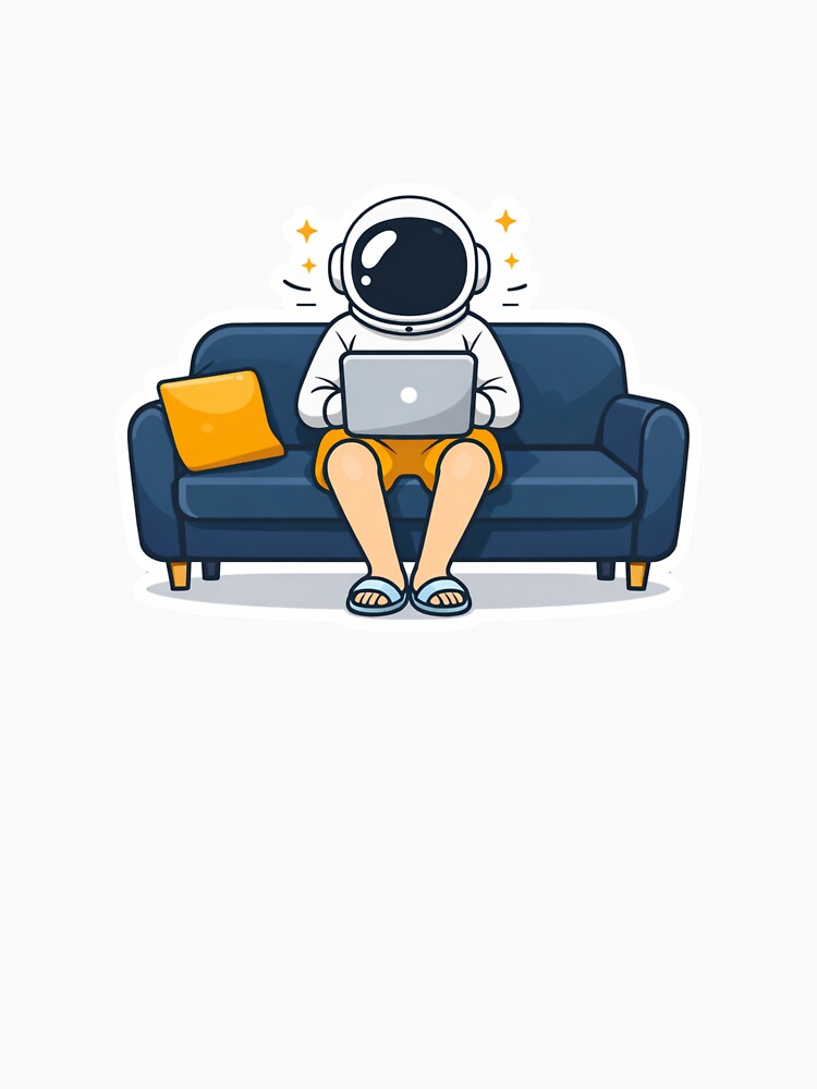 Astronaut Working From Home Laptop Remote Work Funny Design by ZYNORAworld