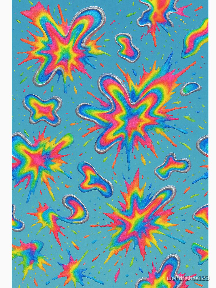 Psychedelic Starburst Explosion Pattern – Trippy Neon Pop Art on Blue by weirdfishes123