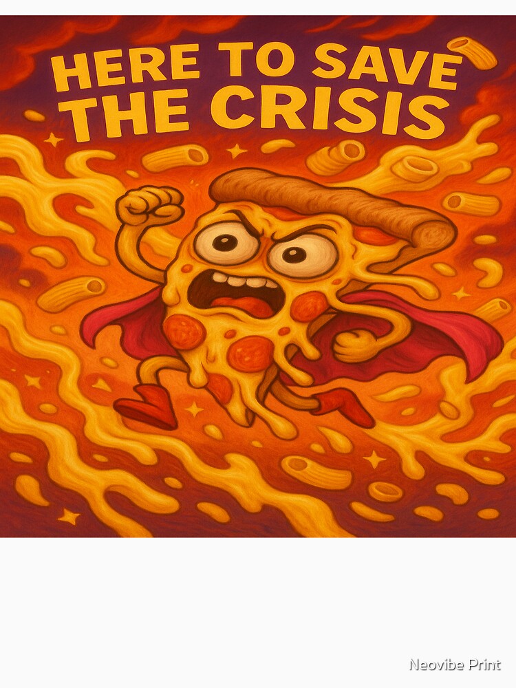 Here to Save the Crisis – Heroic Pizza Warrior by Neovibe Print