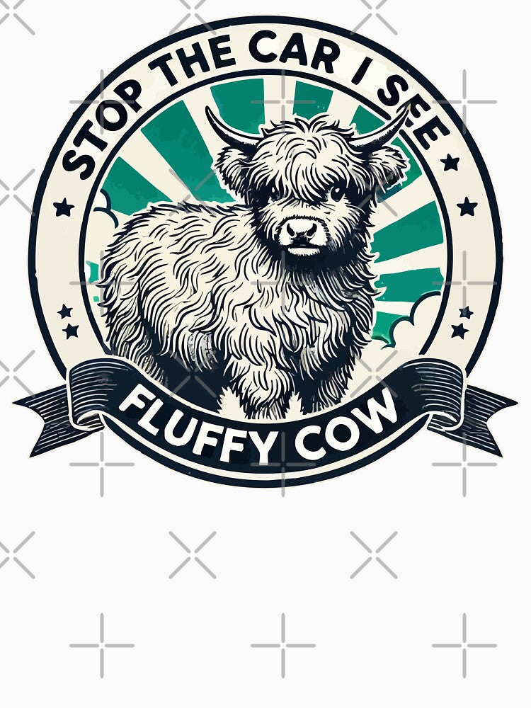 Stop The Car I See Fluffy Cow Retro by TomFrontierArt
