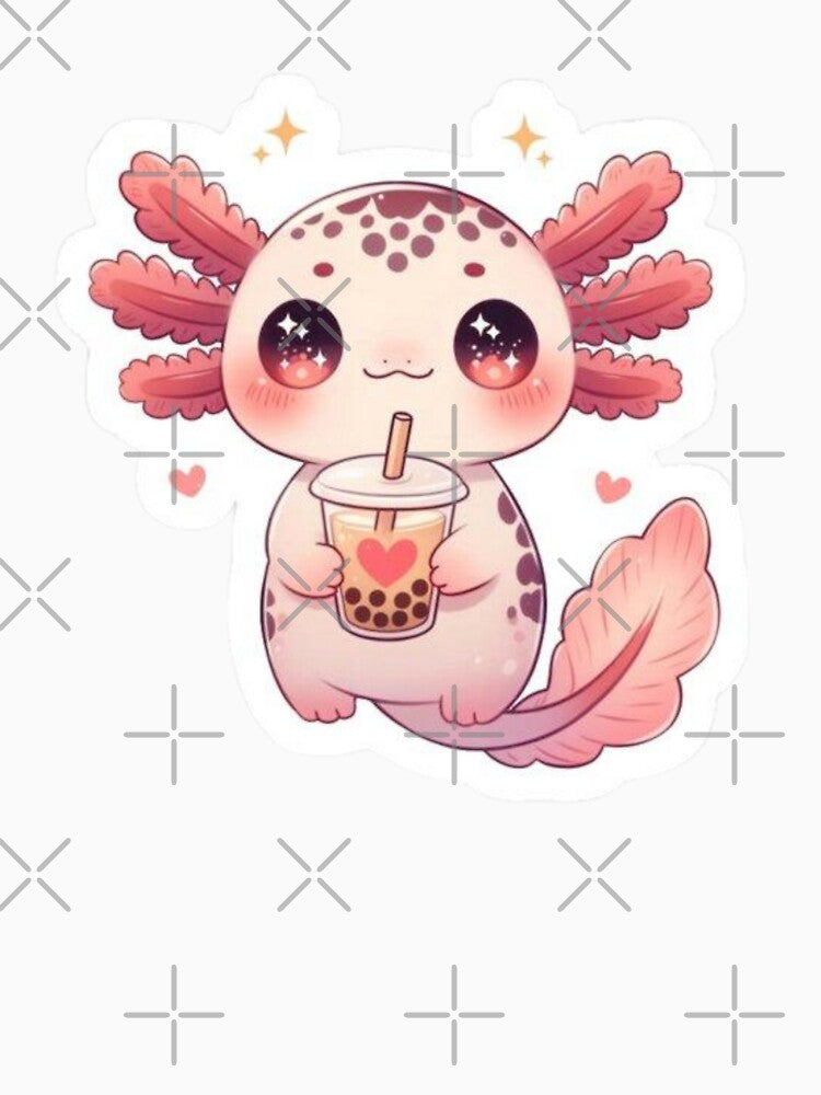 Cute Axolotl Bubble Tea Sticker | Kawaii Boba Axolotl | Adorable Bubble Tea Lover Gift by RJACreative