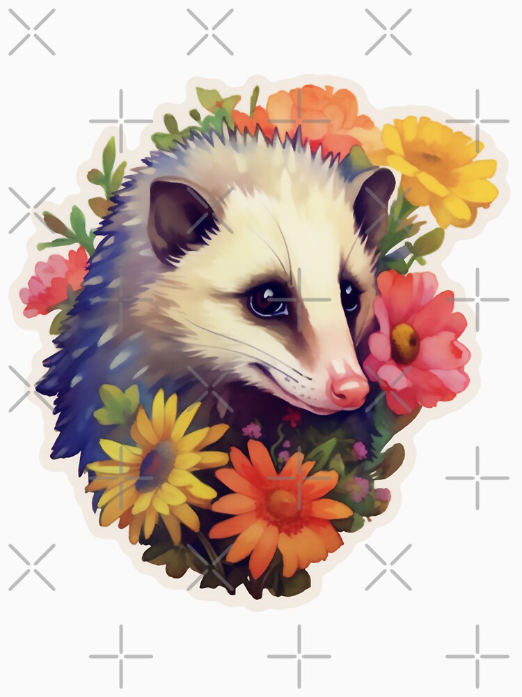Opossum in flowers by CrittersHub