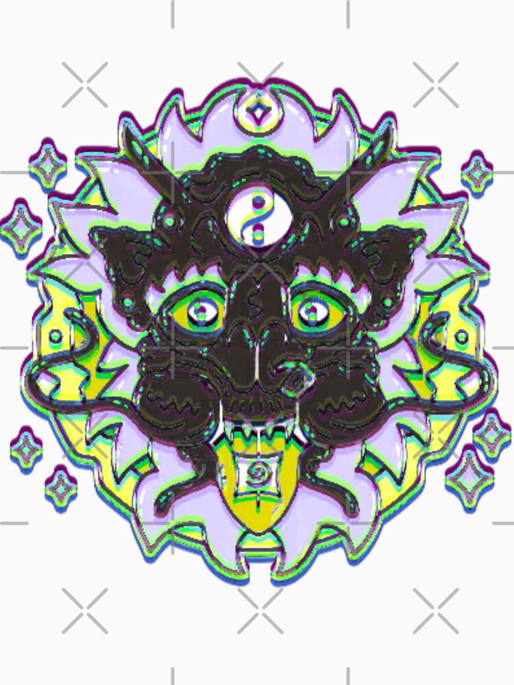Psychedelic Demon Mask | Yin Yang Trippy Spirit Art by BoneandBloomCo