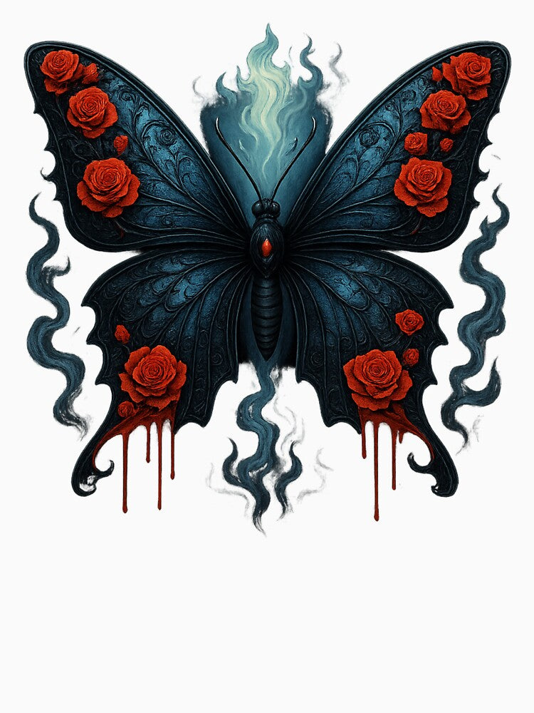 Inferno Moth Flame and Rose Design by CottonandQuill