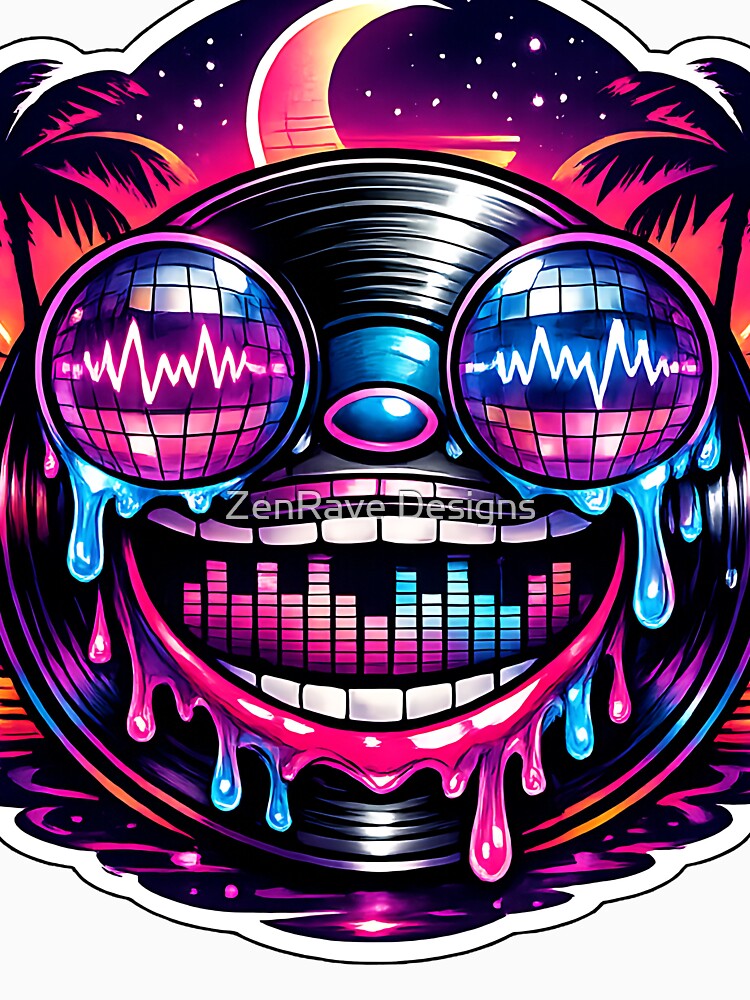 Acid Trip Electric Wave Retro Vinyl by  ZenRave Designs