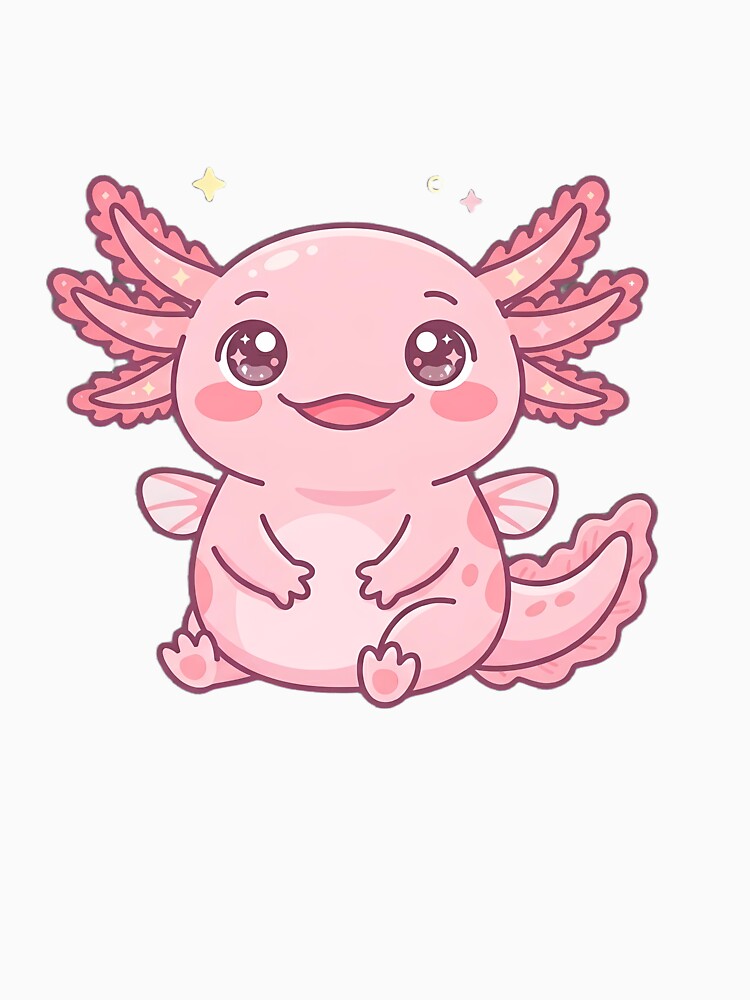 Cute Kawaii Axolotl Pastel Pink Chibi Sticker Art by LYZ7VANI