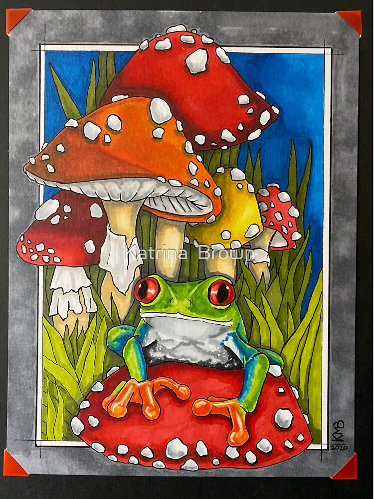 Tree frog on Mushroom by Katrina  Brown