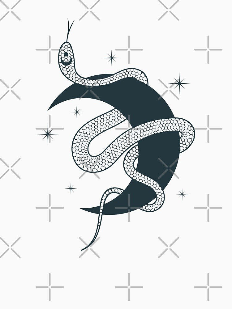 Mystical Moon Snake Celestial Serpent Cottagegoth Graphic by Krasnovaovaova