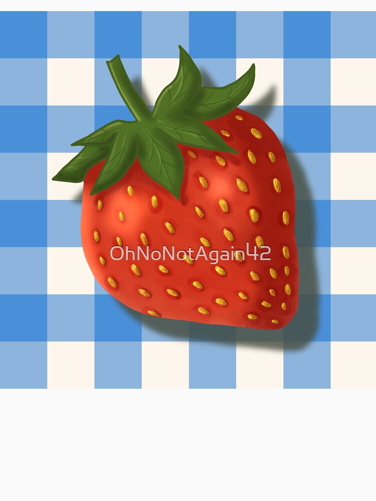 Strawberry on blue gingham - French country floral by OhNoNotAgain42