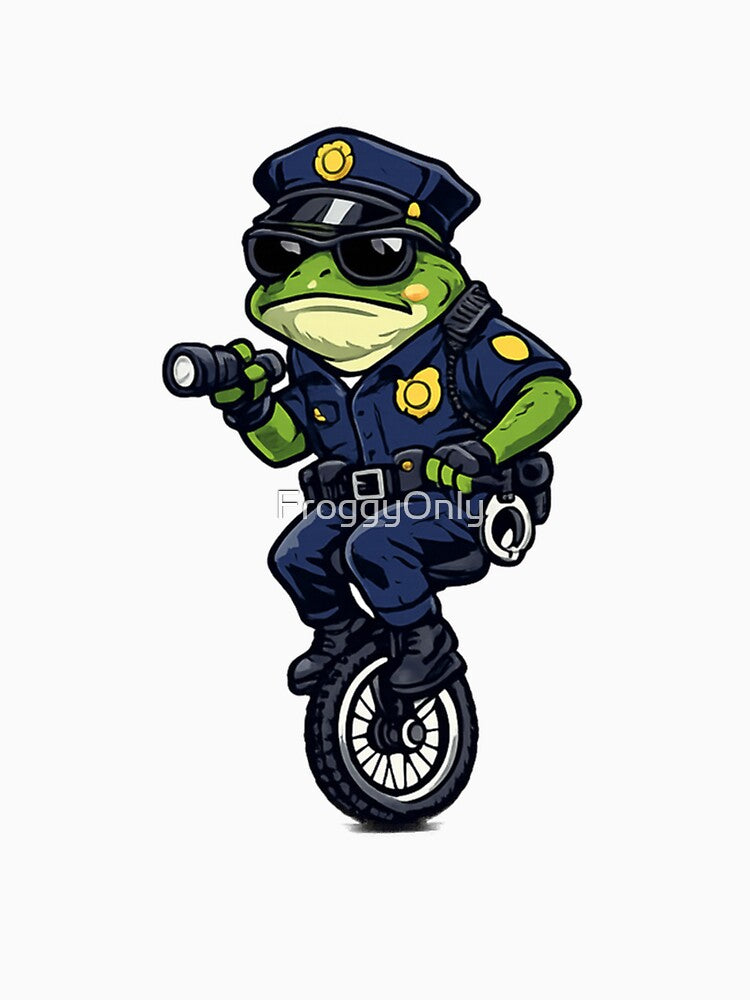 Frog on patrol on a unicycle by FroggyOnly