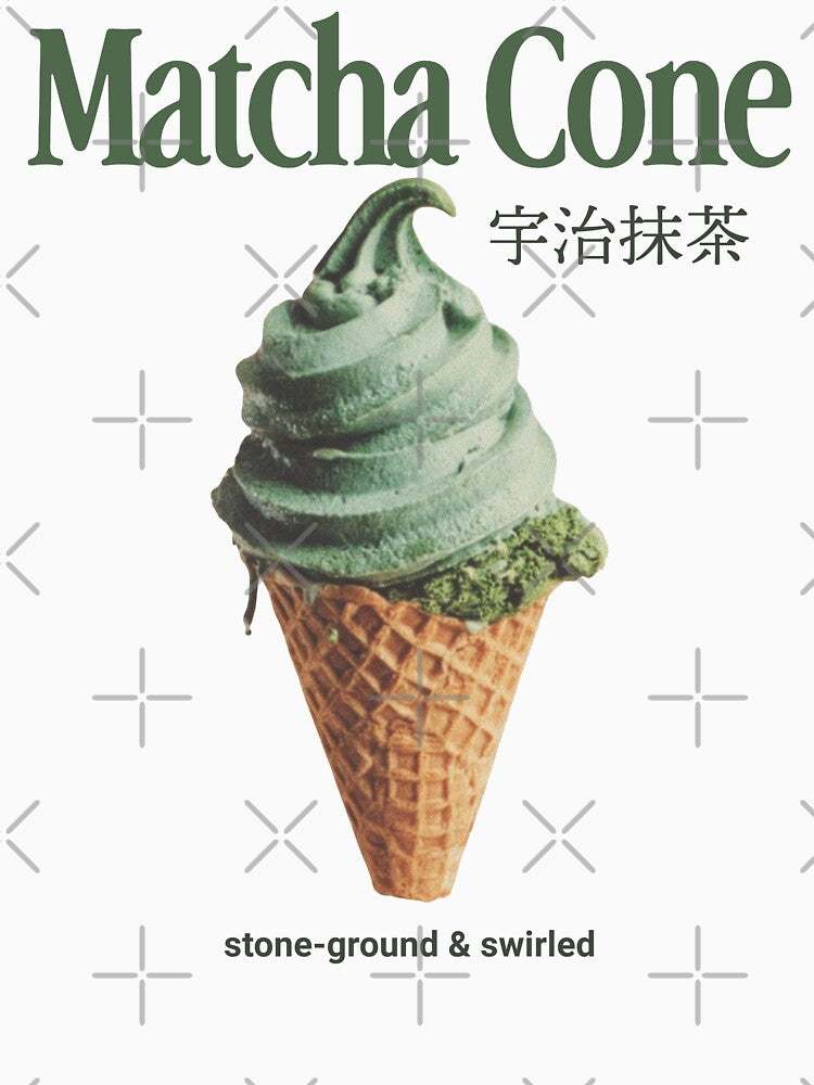 Matcha Soft Serve Ice Cream Cone Aesthetic by trajeado14