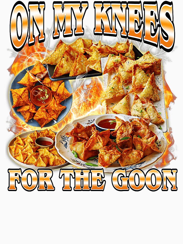 On My Knees For The Goon Crab Rangoon Funny Food Meme by tadmercado