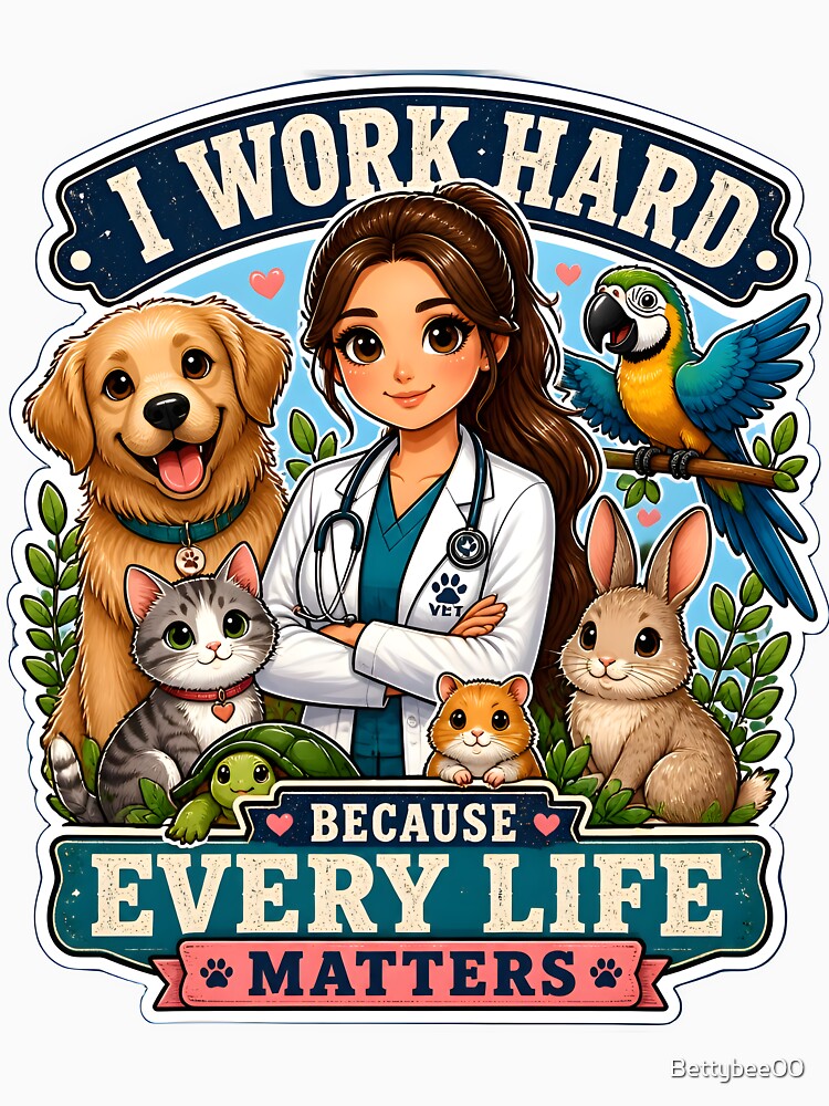 I Work Hard Because Every Life Matters | Veterinarian Appreciation Gift by Bettybee00