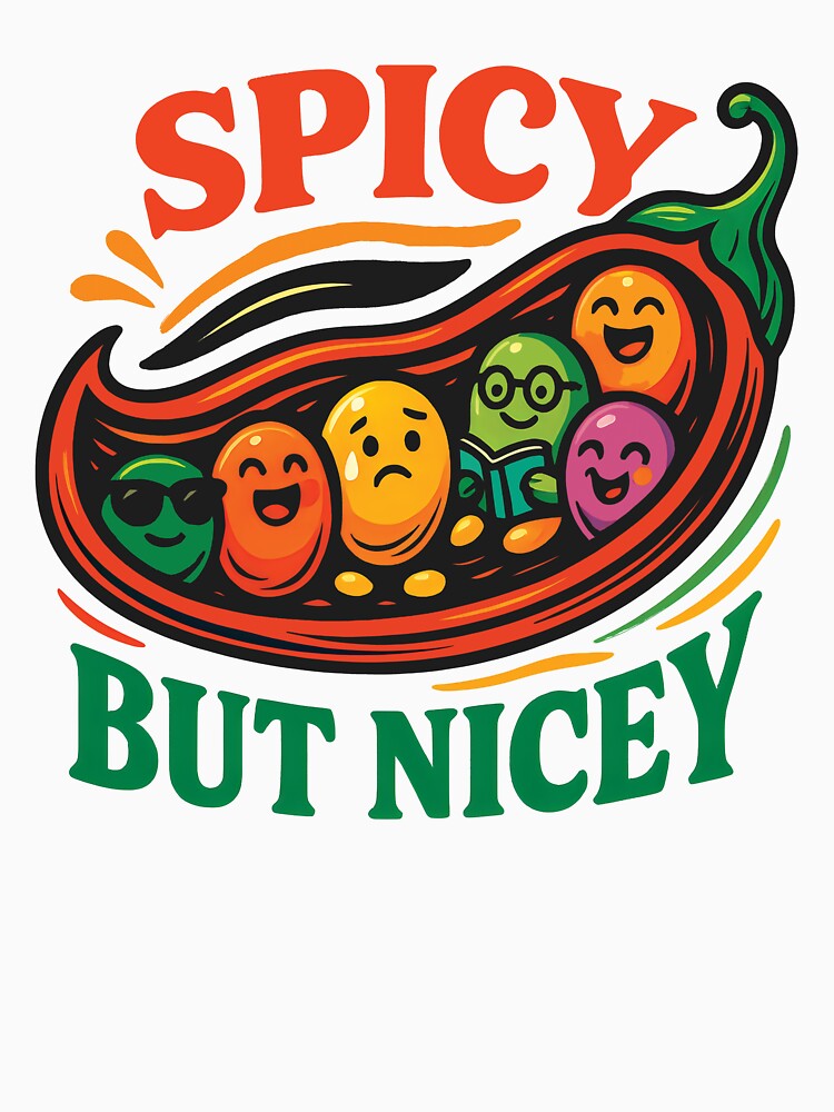 Spicy But Nicey – Fun Chili Pod with Emotions Design by ShineEyePirate