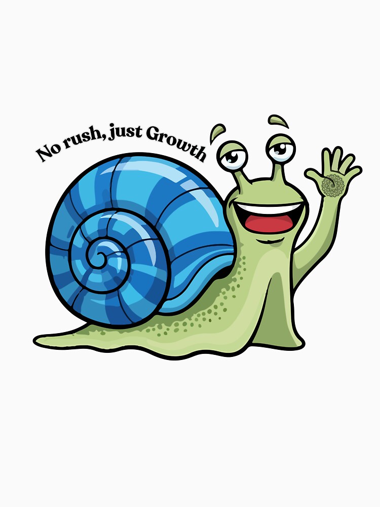 Blue Spiral Snail Sticker | No Rush Just Growth Quote Design by Pandey14