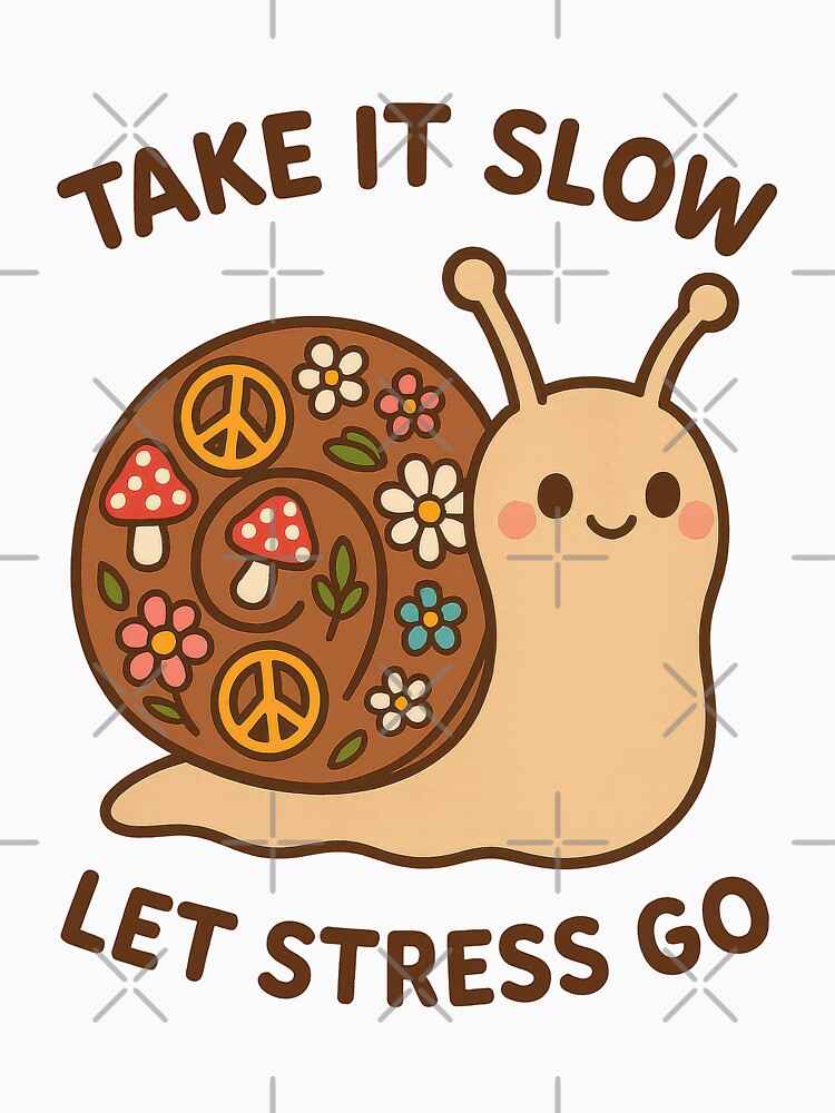 Take It Slow, Let Stress Go – Cute Snail Mental Wellness Design by inkoutninja