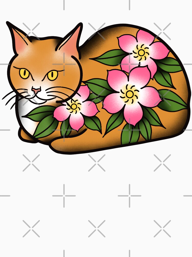 Orange Chunky Loaf Cat With Cherry Blossoms by gabbynrodriguez