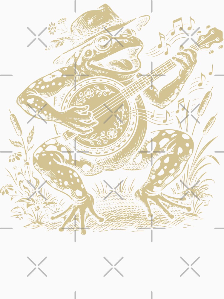 Frog Playing Banjo Folk Music Goblincore Toad by Y-Vibes