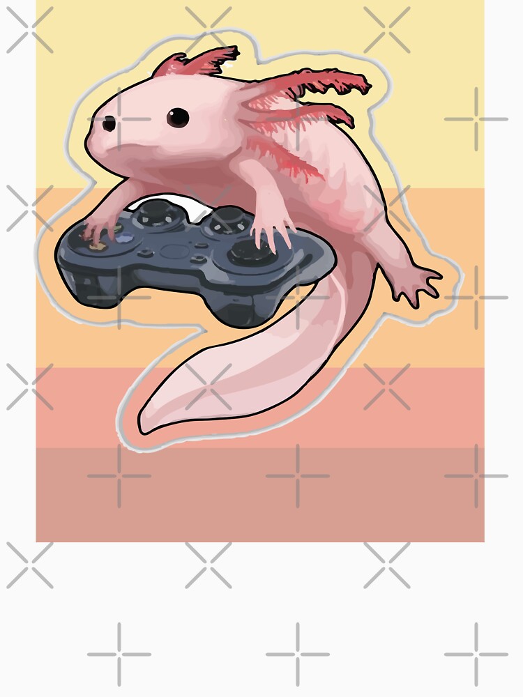 Axolotl Fish Playing Video Game White Axolotl Lizard by ZOUBAH