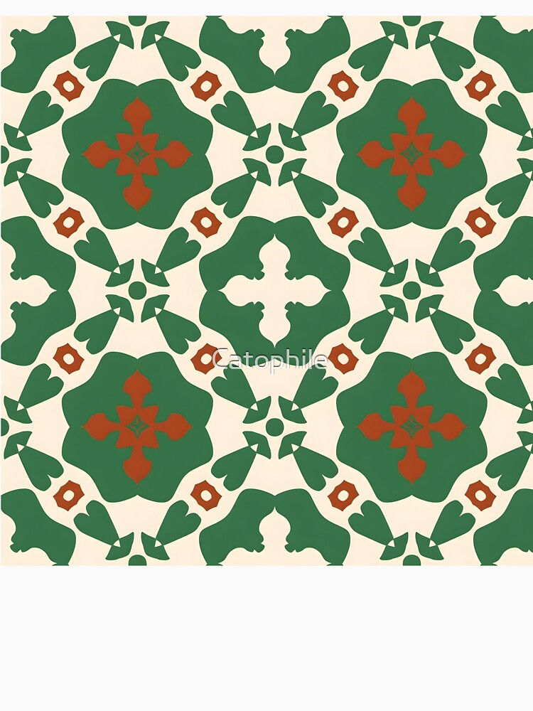 Aesthetic MATCHA Mosaic Beautiful Pattern pattern with flowers green by Catophile
