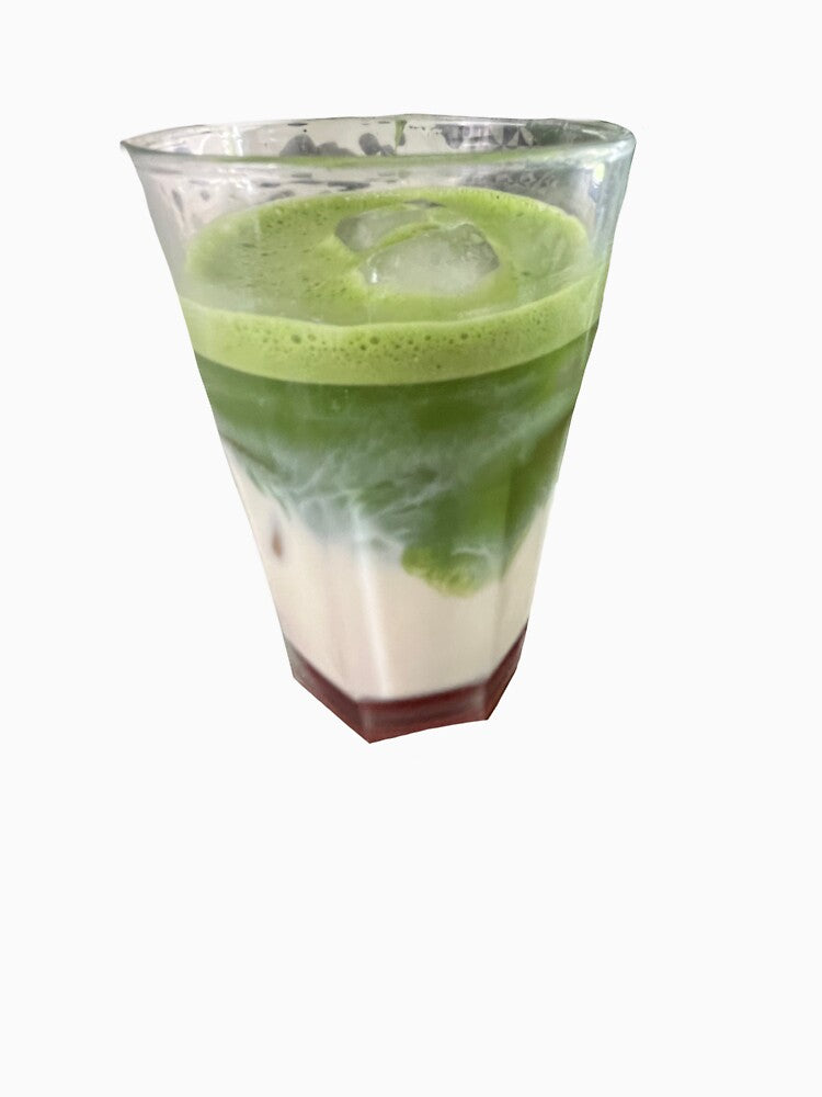 Green Iced Matcha Latte Minimalistic Design by lucyjohnsn