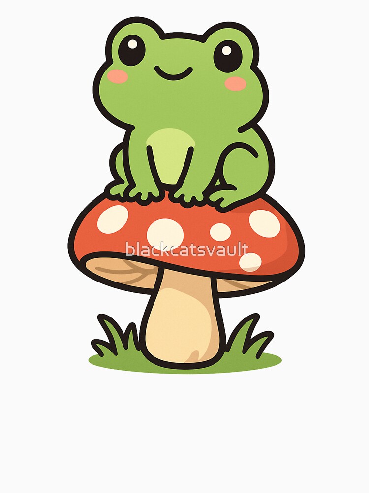 Froggie on a Toadstool Sticker Design by blackcatsvault