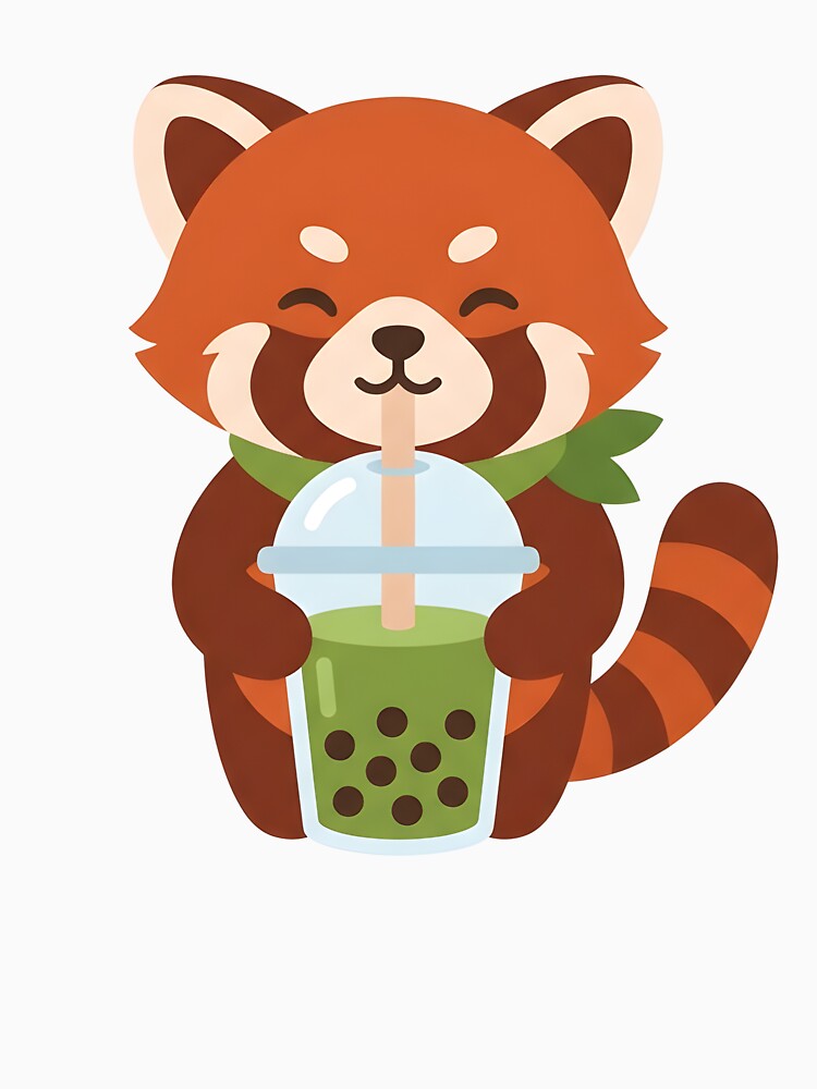 Matcha Boba Red Panda - Kawaii Aesthetic by BlueCoyoteDigital