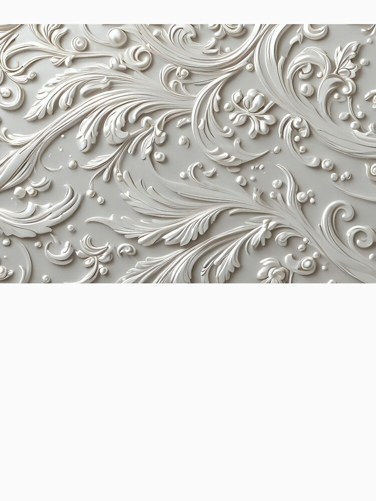 Luxury White Baroque Stucco Relief Floral Pattern by LYAN-STORE