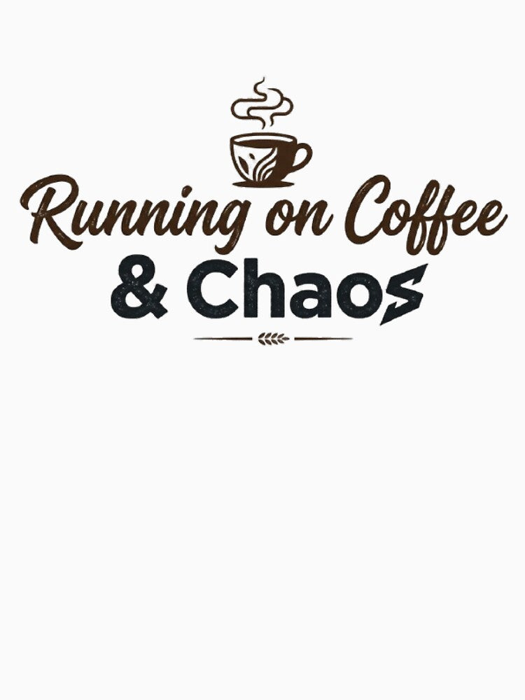 Running on Coffee & Chaos T-Shirt | Funny Coffee Lover Quote | Cute Caffeine Graphic by Faisal  Shah
