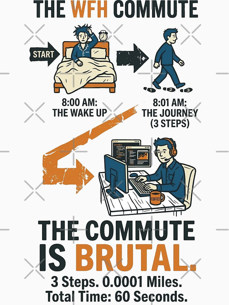 Remote Worker Problems Brutal 60-Second Commute by ArtsyWishesShop