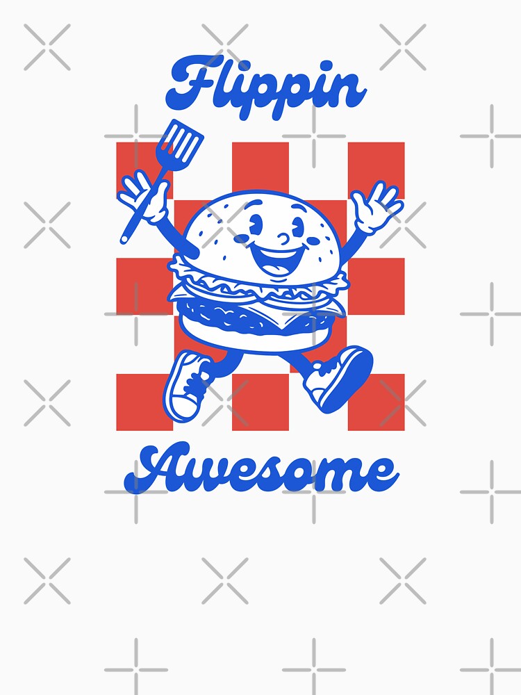 Flippin' Awesome Retro Burger Mascot Vintage Fast Food Design by shopfindingbeni
