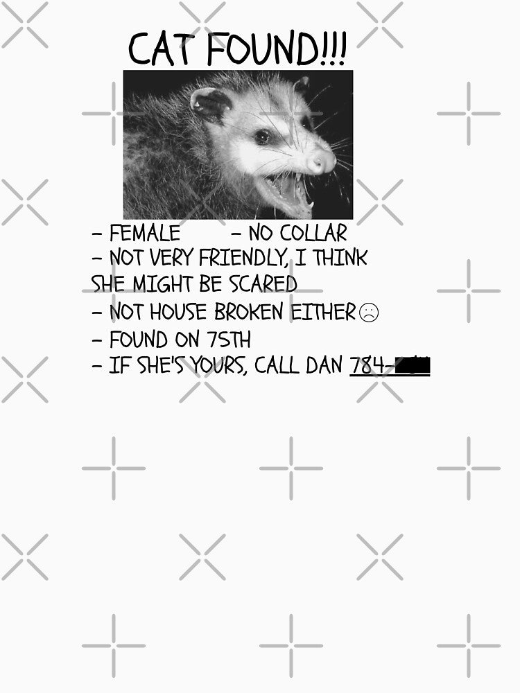 Cat Found!!! Possum Cat Meme by mooneko