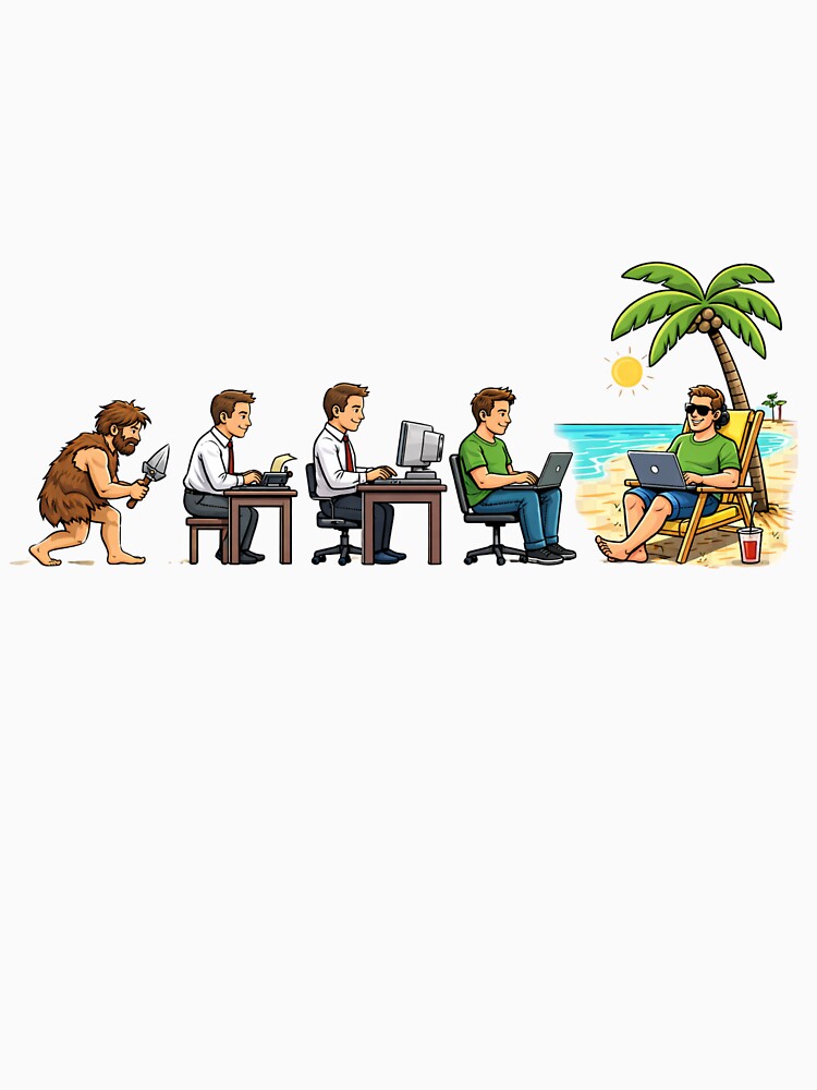 Remote Work Evolution Digital Nomad Work From Anywhere Funny Design by ZYNORAworld