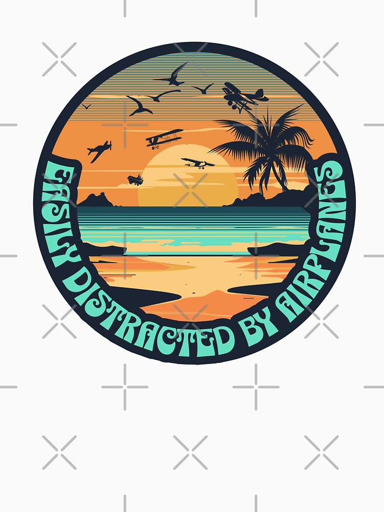 Retro Sunset Flight Crew design Easily distracted by airplanes by AviationArtists