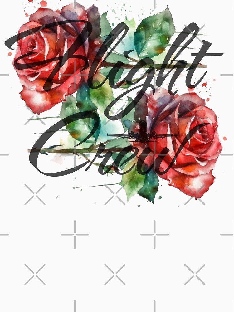 Flight Crew & red Roses Flower watercolor design for Flight Attendants Stewardess by AviationArtists