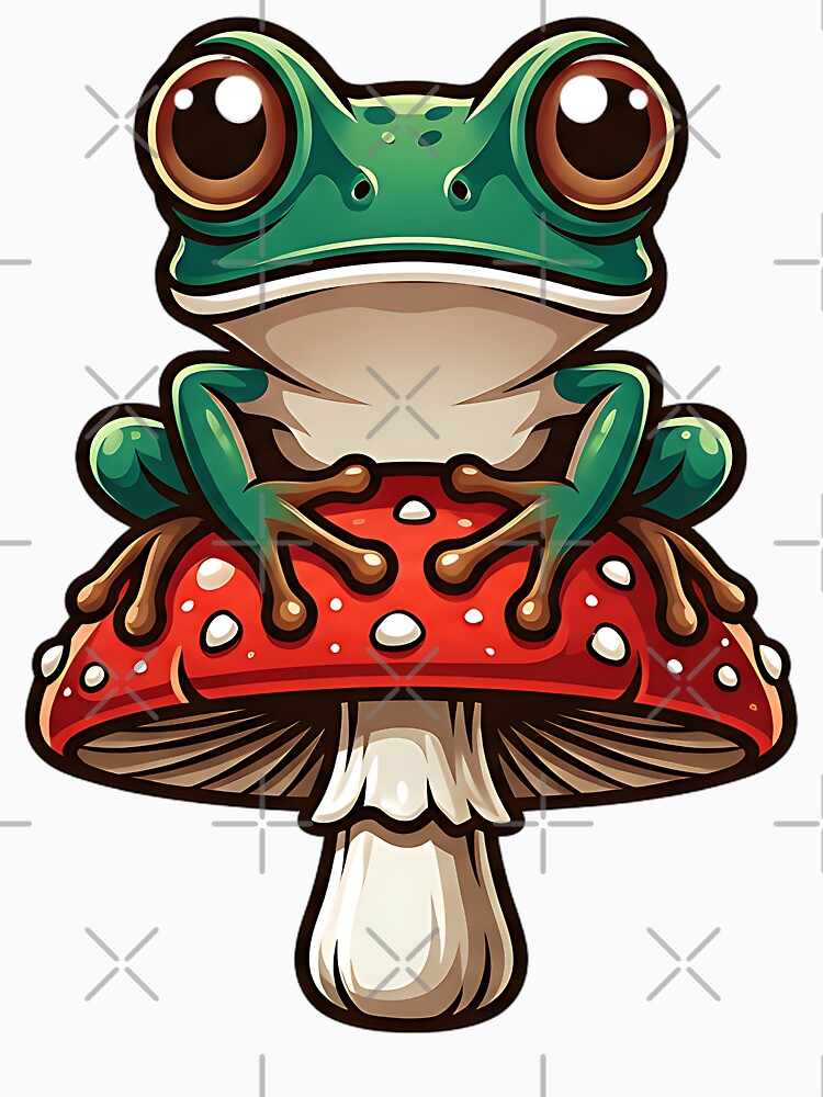 Frog sitting on a fly agaric mushroom by ReneMM