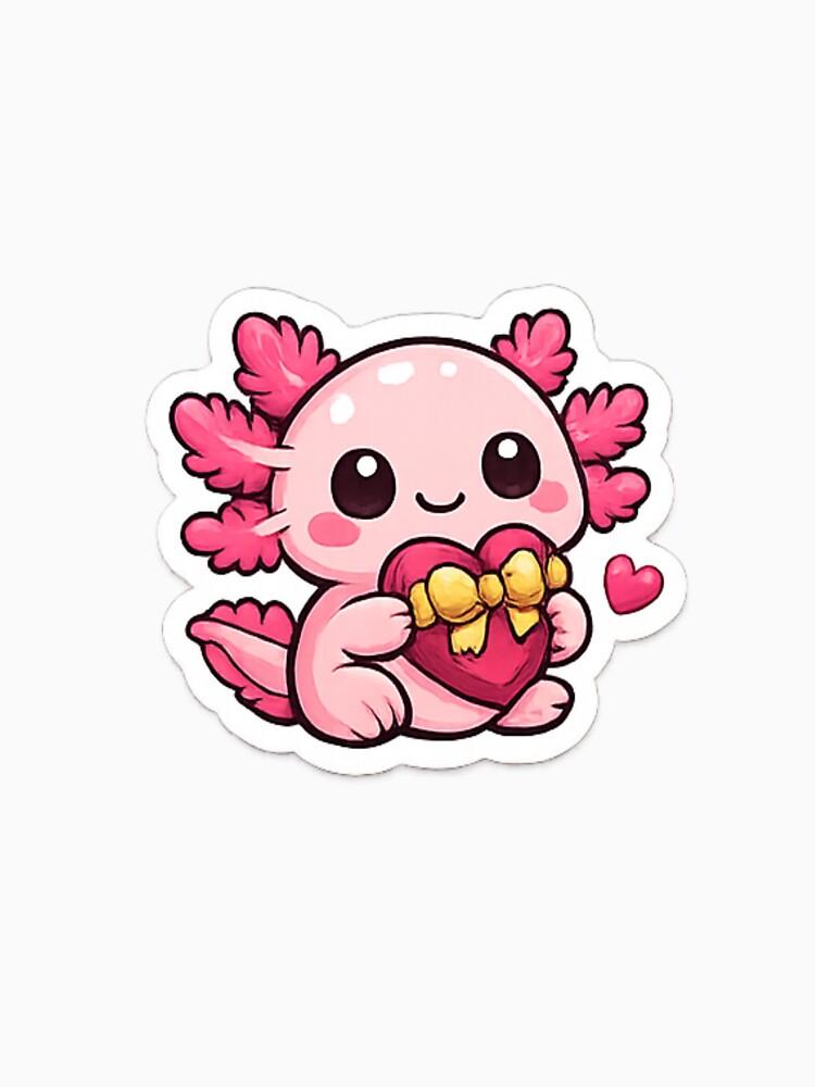 Cute Axolotl Valentine Sticker | Kawaii Axolotl Love Gift by Artbysarmina