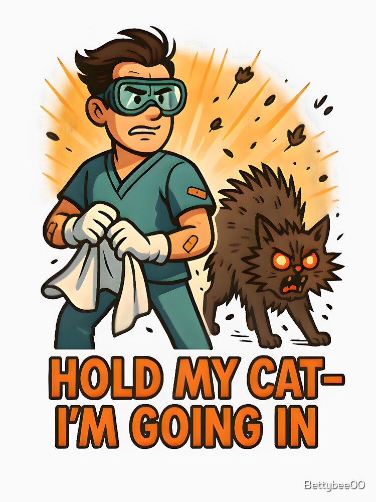 Hold My Cat — I’m Going In – Funny Cat Vet Humor Design by Bettybee00