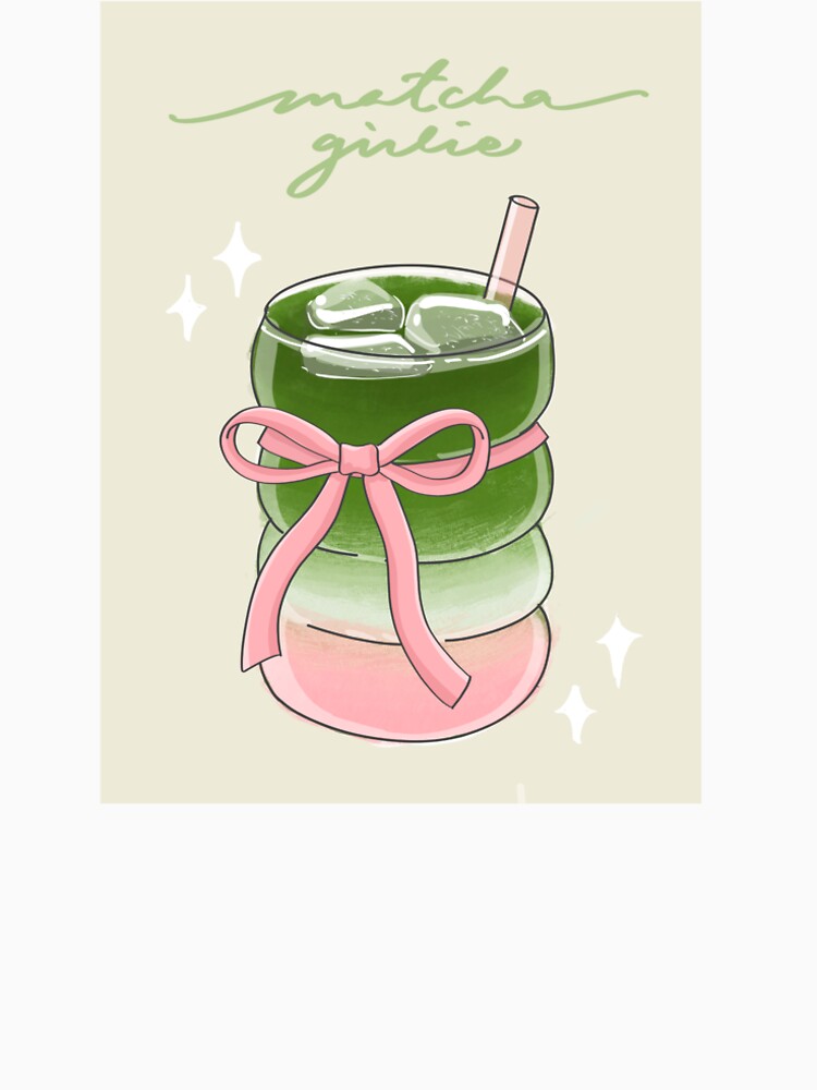 Matcha Girlie Clipart Sticker Ribbon Print by NixDigitalStudio