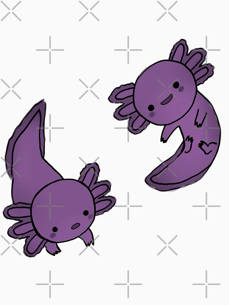 Black cute axolotls by Mayarart