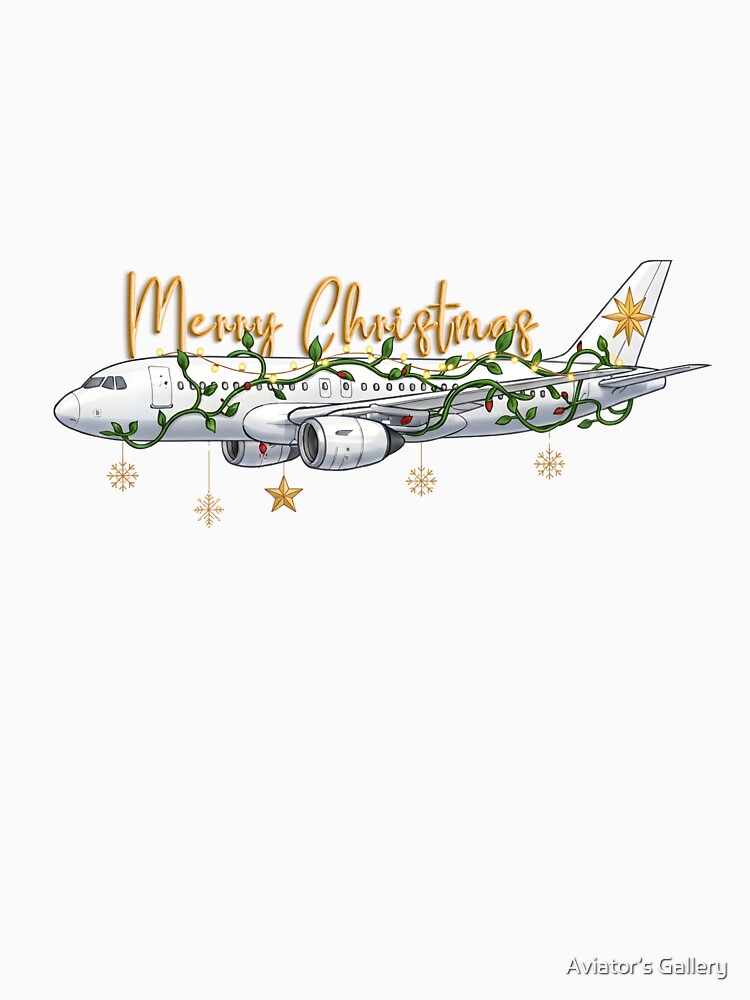 Merry Christmas Airplane Holiday Shirt | Festive Aviation Christmas Design by Aviator’s Gallery