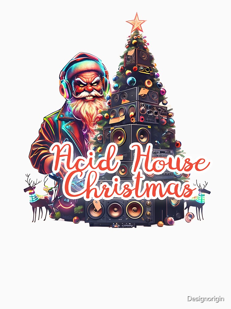 Acid House Christmas - Rave Santa with Speaker Tree by Designorigin