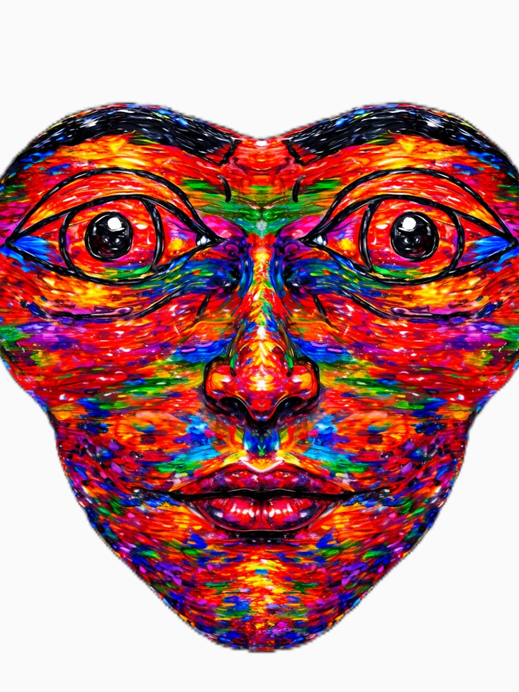 Psychedelic Cosmic Face – Neon Abstract Portrait Art | Trippy Surreal Mask Design by BigBobInk