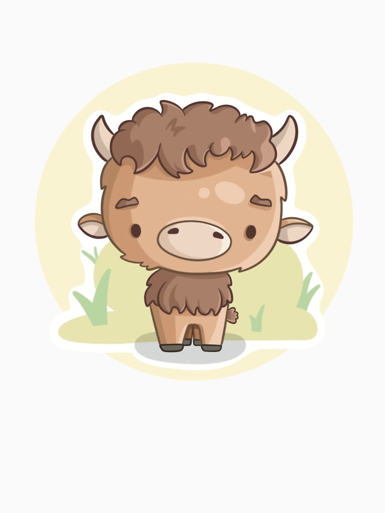 Adorable Kawaii Highland Cow Illustration – Cute Scottish Animal Art by DanDavPrints