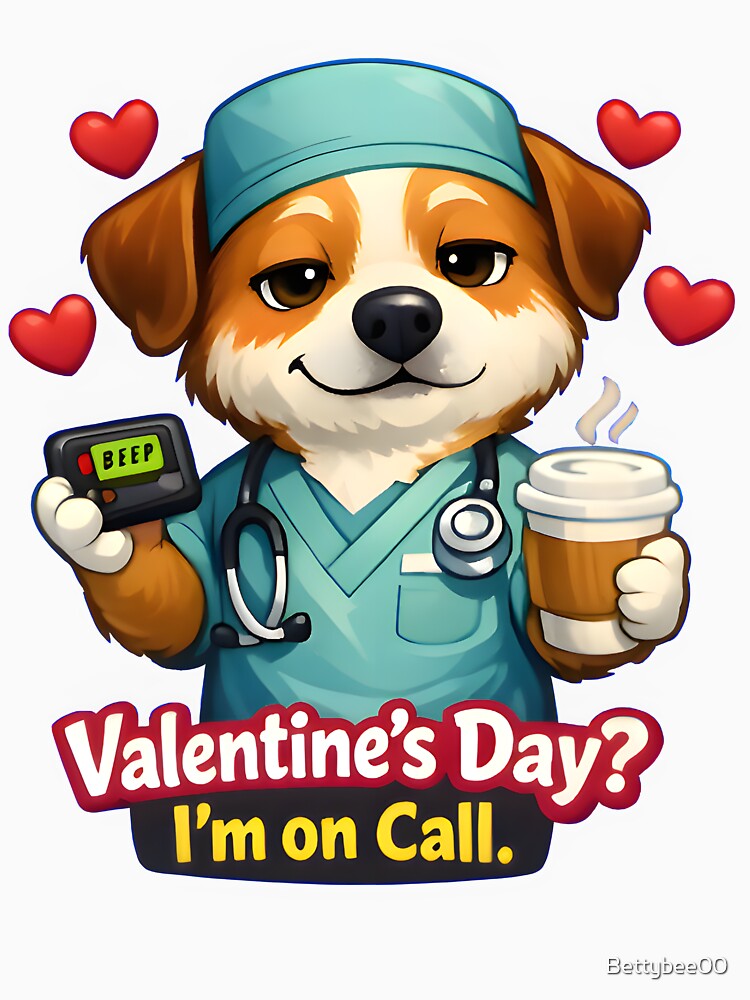 Valentine’s Day? I’m on Call – Funny Dog Veterinarian Valentine Design by Bettybee00