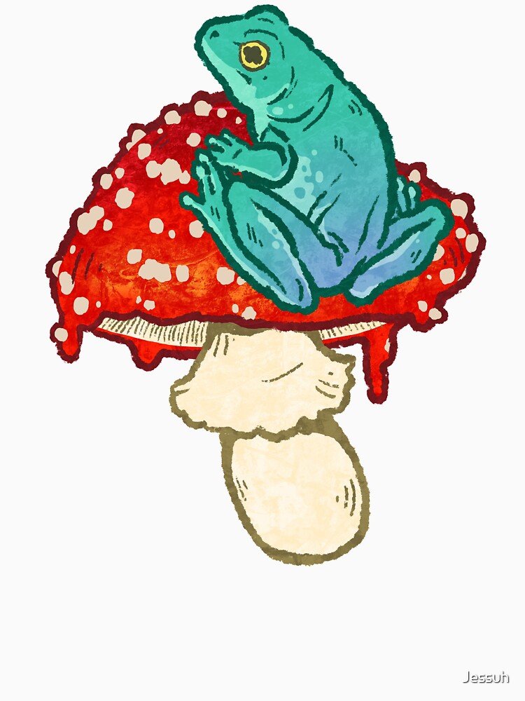 Smol Frog on a Mushroom by Jessuh