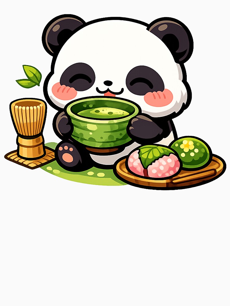Kawaii Panda Matcha Tea Ceremony Sticker | Cute Japanese Tea Time Anime Vector Design by kawaii animal store (in Japan)