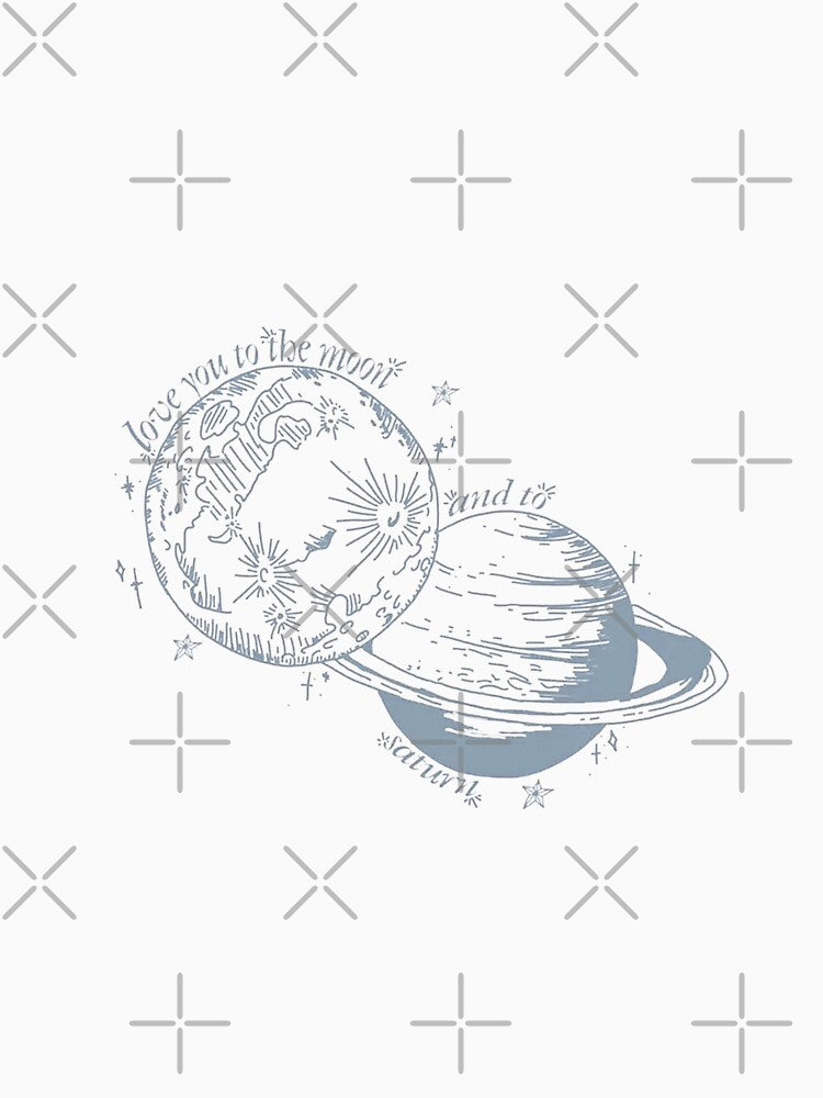 Love You To The Moon Saturn Line Art Print by gringoods