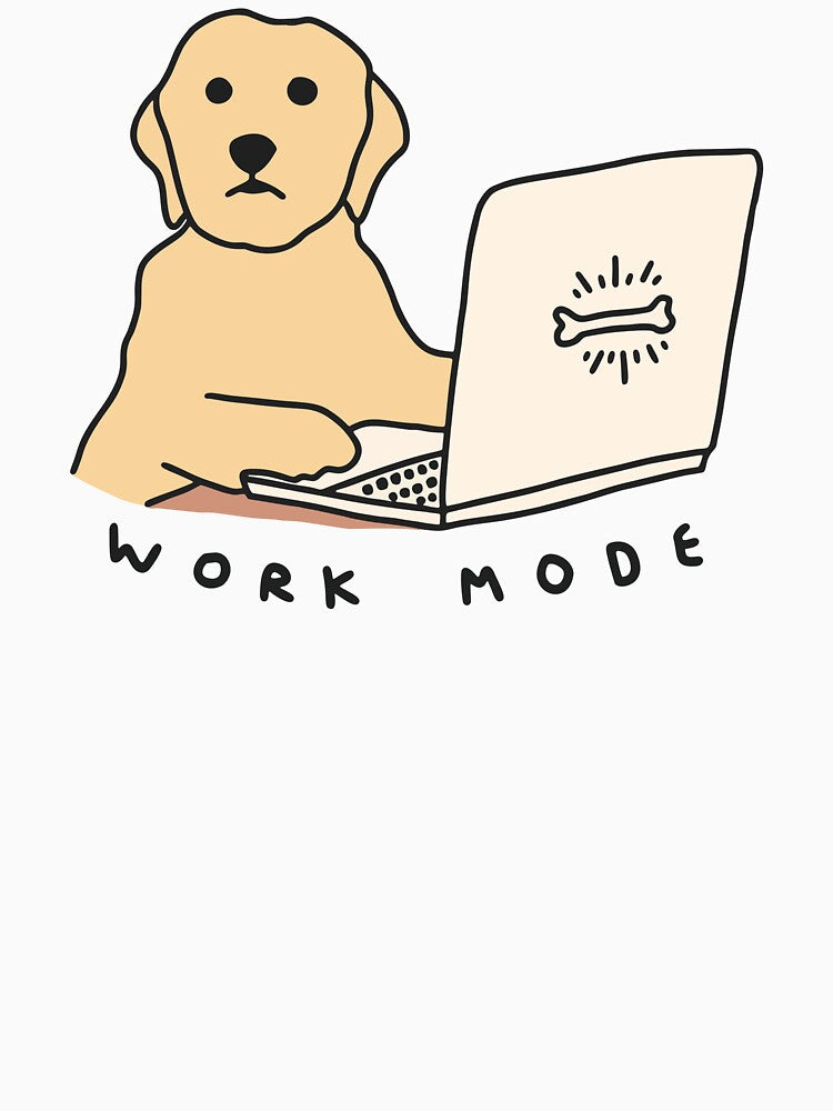 Golden Retriever Work Mode – Funny Dog Laptop Illustration by KERK WORKS