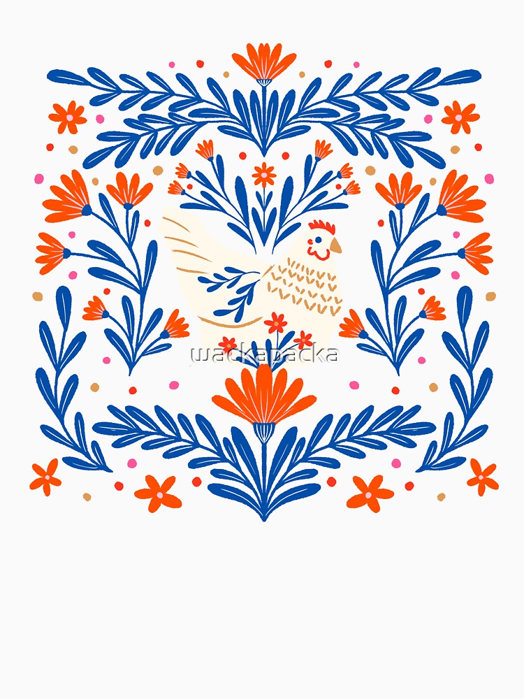 Blooming Chicken - blue and orange by wackapacka